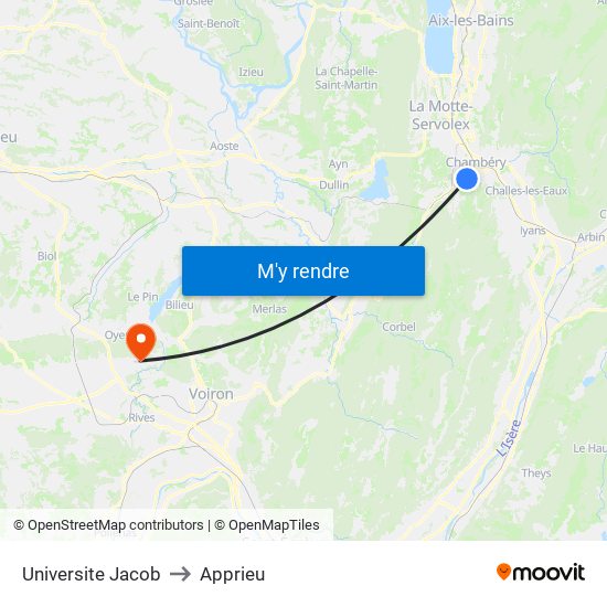 Universite Jacob to Apprieu map