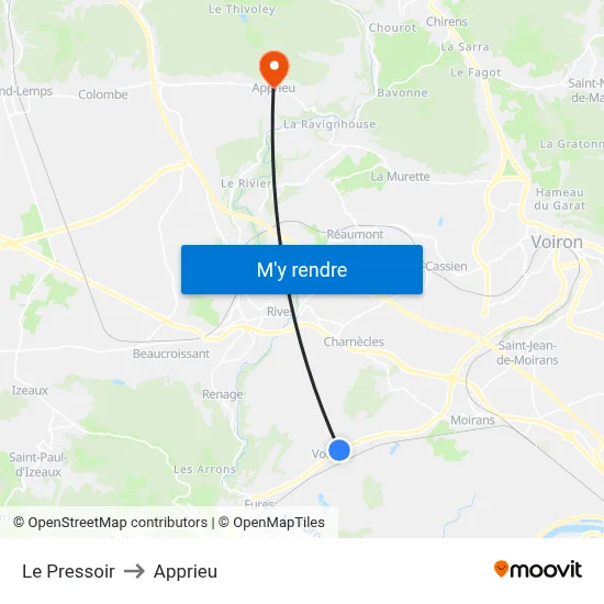 Le Pressoir to Apprieu map