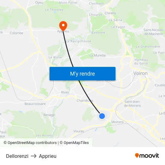 Dellorenzi to Apprieu map