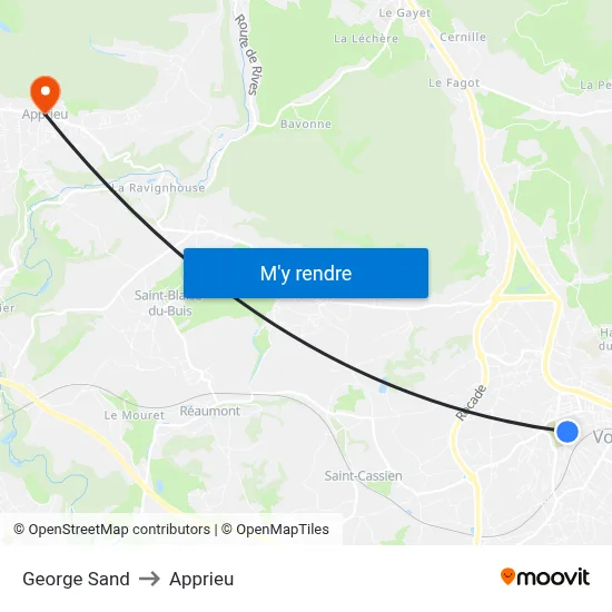 George Sand to Apprieu map