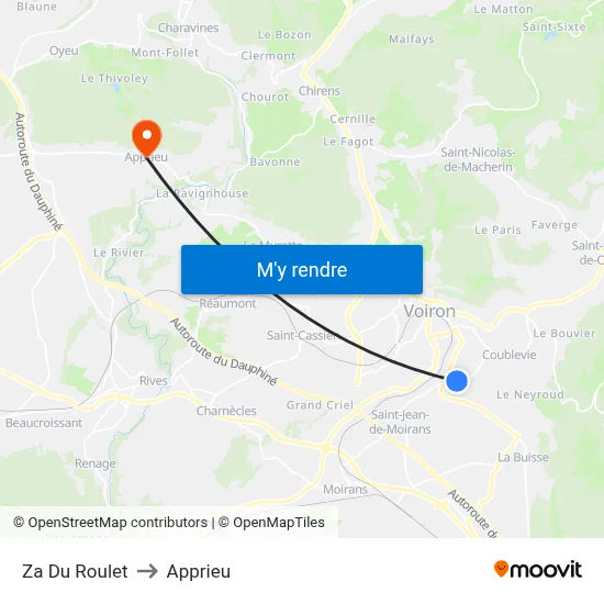 Za Du Roulet to Apprieu map