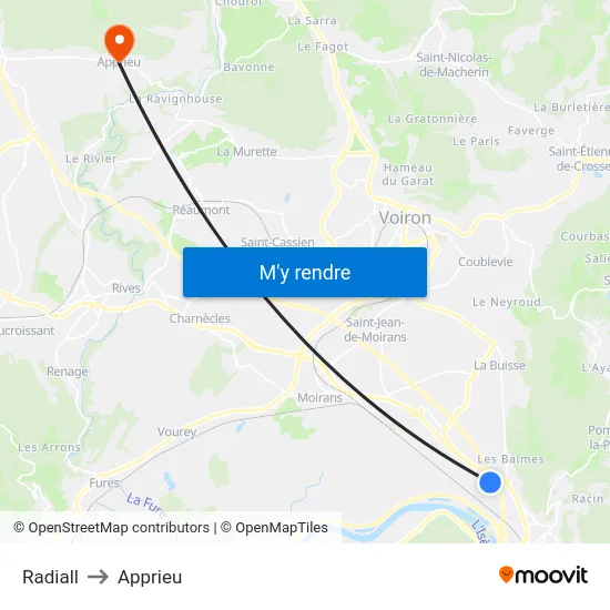 Radiall to Apprieu map
