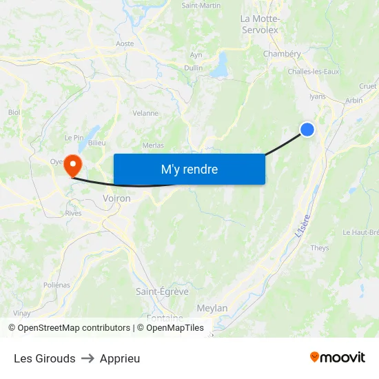 Les Girouds to Apprieu map