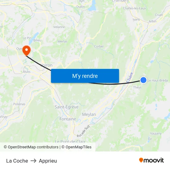 La Coche to Apprieu map