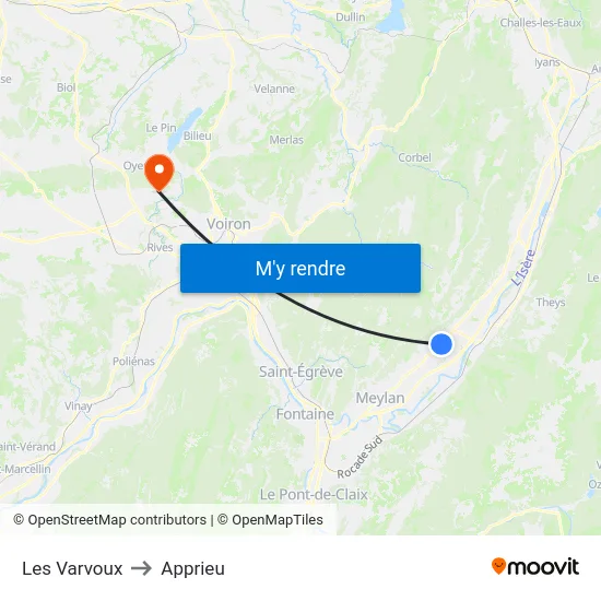 Les Varvoux to Apprieu map