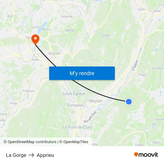 La Gorge to Apprieu map