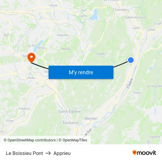 Le Boissieu Pont to Apprieu map