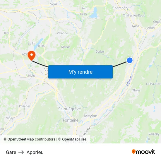 Gare to Apprieu map