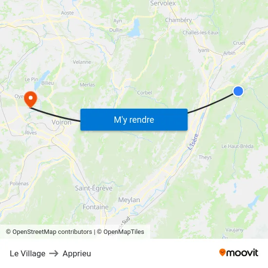 Le Village to Apprieu map
