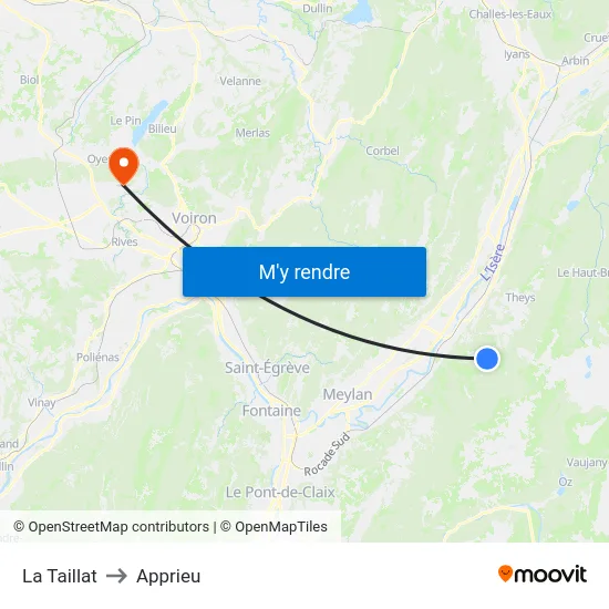 La Taillat to Apprieu map
