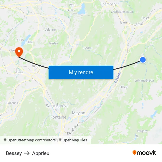 Bessey to Apprieu map