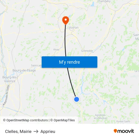 Clelles, Mairie to Apprieu map