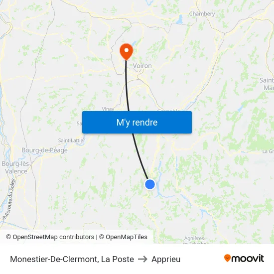 Monestier-De-Clermont, La Poste to Apprieu map