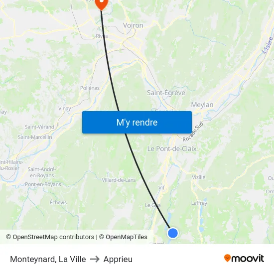 Monteynard, La Ville to Apprieu map