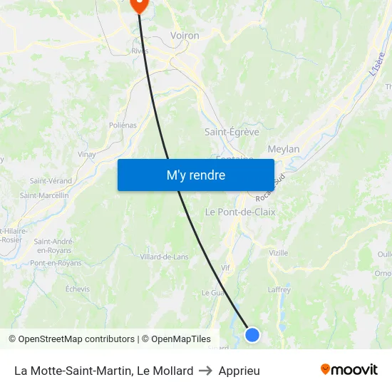 La Motte-Saint-Martin, Le Mollard to Apprieu map