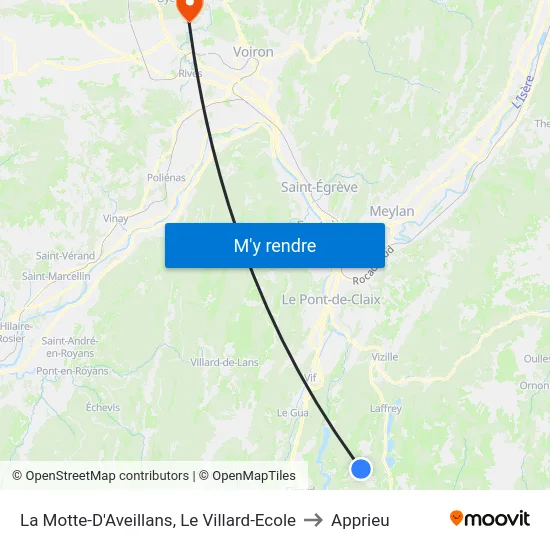 La Motte-D'Aveillans, Le Villard-Ecole to Apprieu map