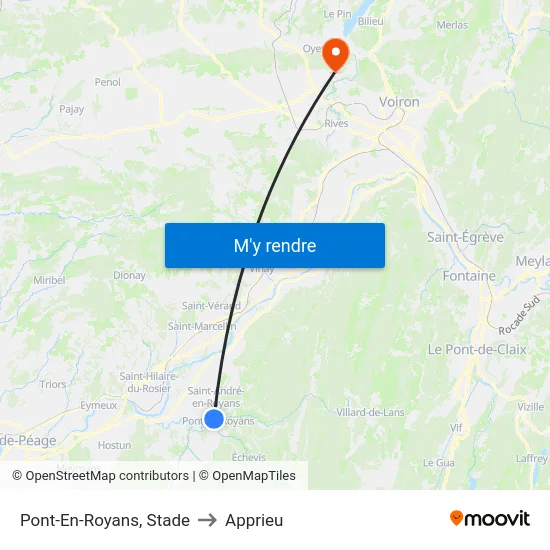 Pont-En-Royans, Stade to Apprieu map