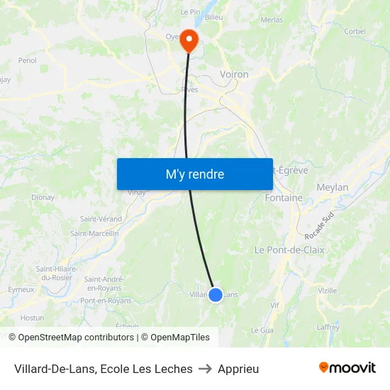 Villard-De-Lans, Ecole Les Leches to Apprieu map