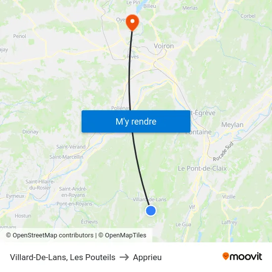 Villard-De-Lans, Les Pouteils to Apprieu map