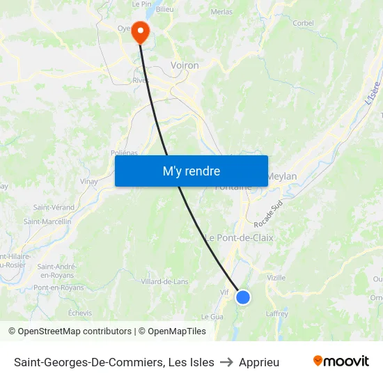 Saint-Georges-De-Commiers, Les Isles to Apprieu map