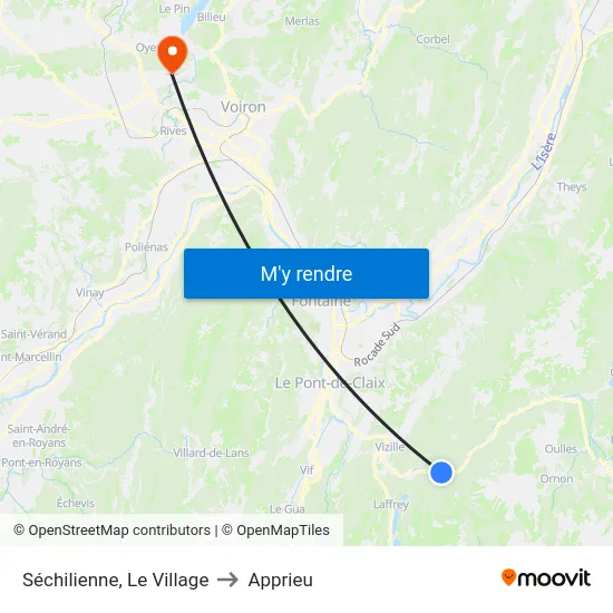 Séchilienne, Le Village to Apprieu map