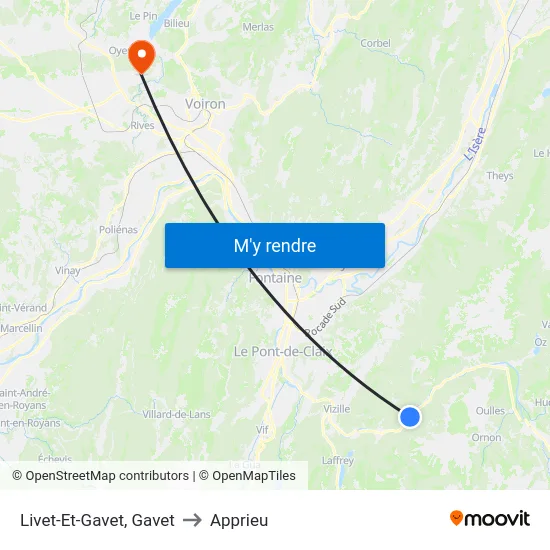 Livet-Et-Gavet, Gavet to Apprieu map