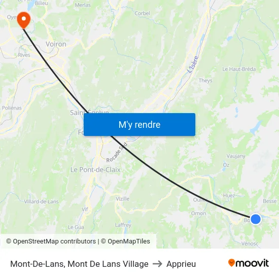 Mont-De-Lans, Mont De Lans Village to Apprieu map