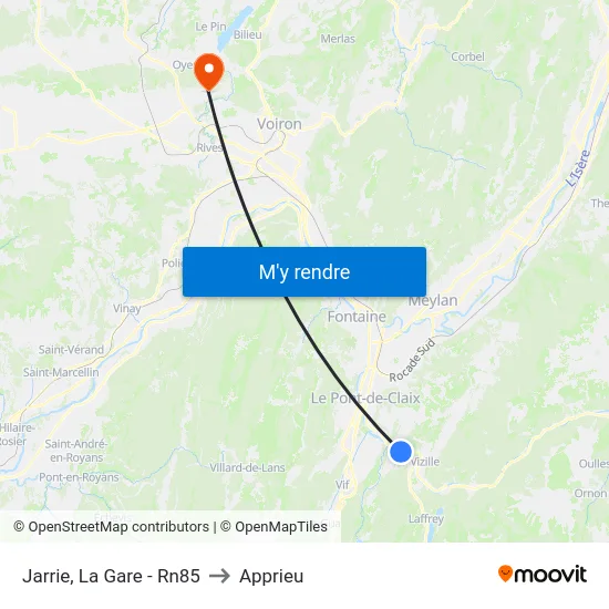 Jarrie, La Gare - Rn85 to Apprieu map