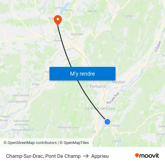 Champ-Sur-Drac, Pont De Champ to Apprieu map