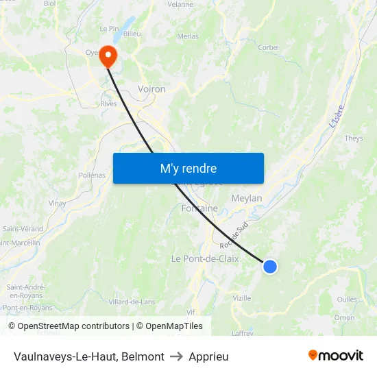 Vaulnaveys-Le-Haut, Belmont to Apprieu map