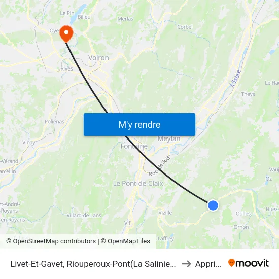 Livet-Et-Gavet, Riouperoux-Pont(La Saliniere) to Apprieu map