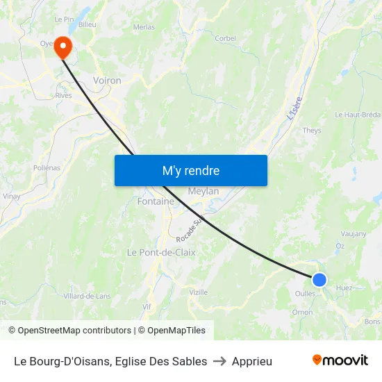 Le Bourg-D'Oisans, Eglise Des Sables to Apprieu map