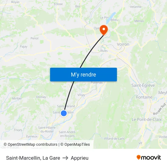 Saint-Marcellin, La Gare to Apprieu map