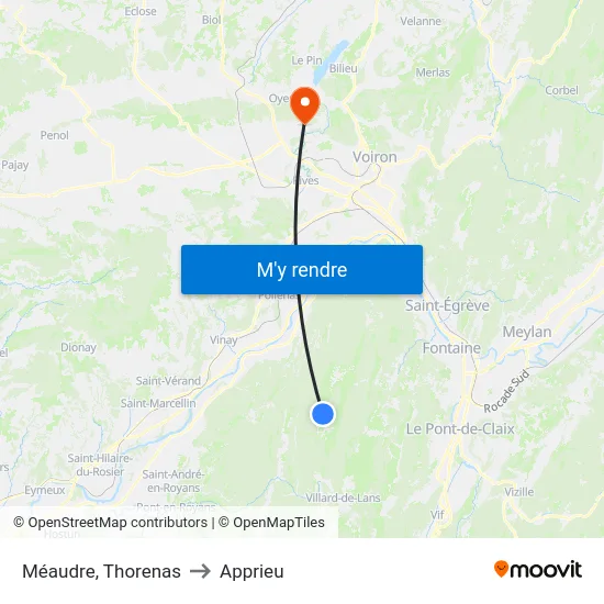Méaudre, Thorenas to Apprieu map