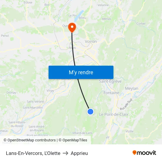 Lans-En-Vercors, L'Olette to Apprieu map