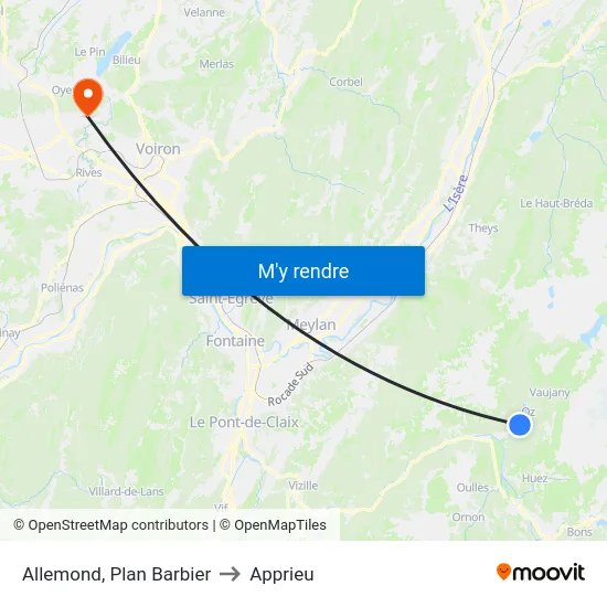 Allemond, Plan Barbier to Apprieu map