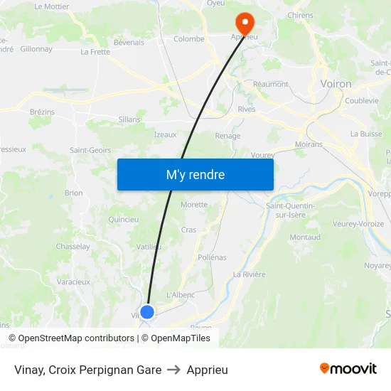 Vinay, Croix Perpignan Gare to Apprieu map