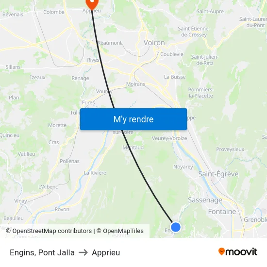Engins, Pont Jalla to Apprieu map