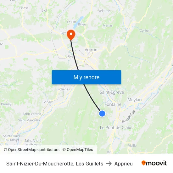 Saint-Nizier-Du-Moucherotte, Les Guillets to Apprieu map