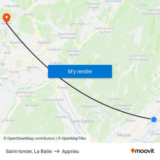 Saint-Ismier, La Batie to Apprieu map