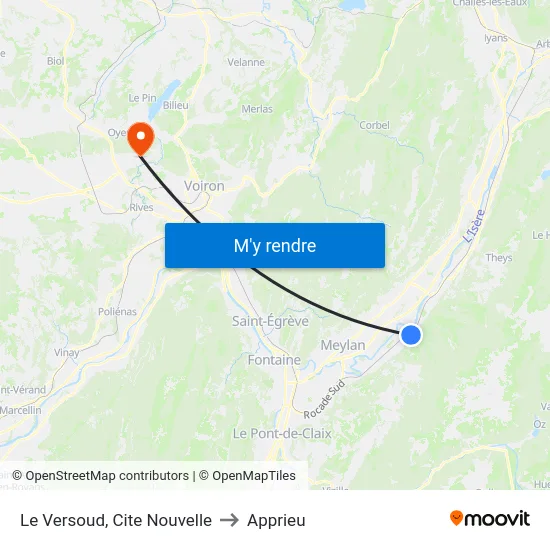Le Versoud, Cite Nouvelle to Apprieu map
