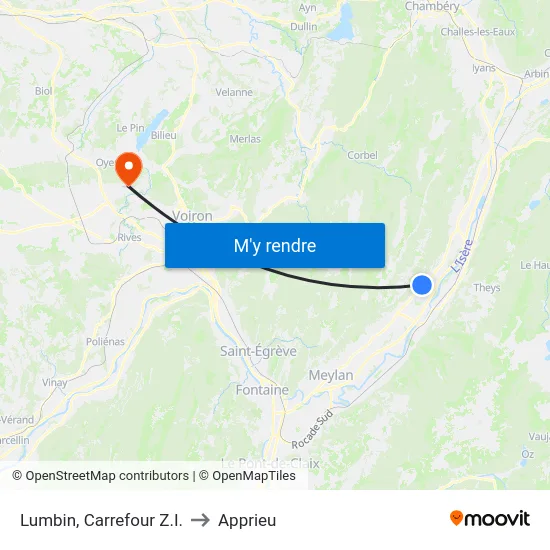 Lumbin, Carrefour Z.I. to Apprieu map