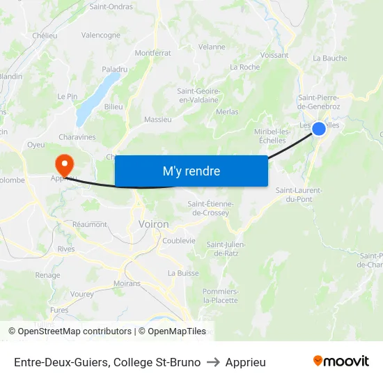 Entre-Deux-Guiers, College St-Bruno to Apprieu map