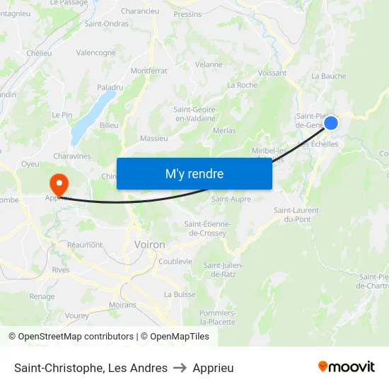 Saint-Christophe, Les Andres to Apprieu map