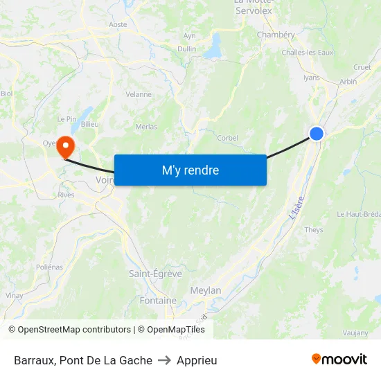 Barraux, Pont De La Gache to Apprieu map