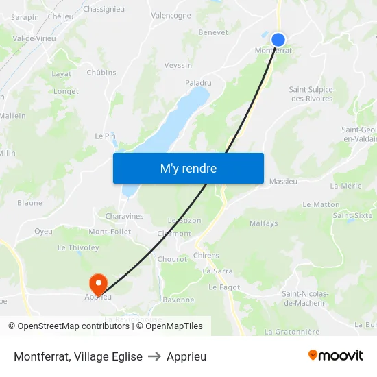 Montferrat, Village Eglise to Apprieu map