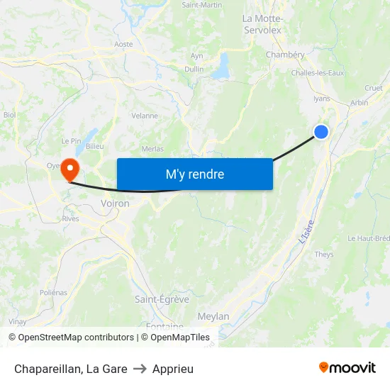 Chapareillan, La Gare to Apprieu map
