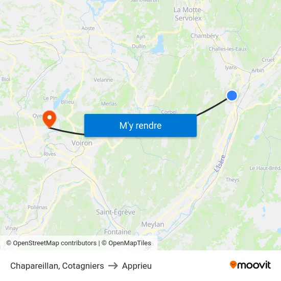 Chapareillan, Cotagniers to Apprieu map