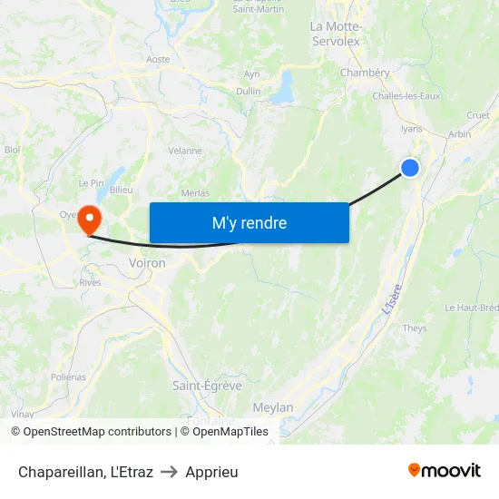 Chapareillan, L'Etraz to Apprieu map