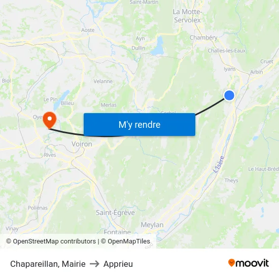 Chapareillan, Mairie to Apprieu map
